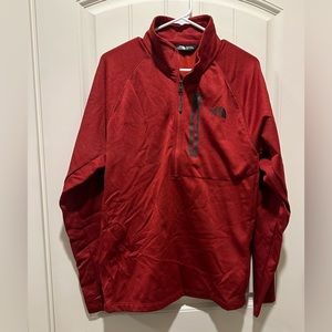 The North Face Mens Red 1/2 zip pullover. Size Large